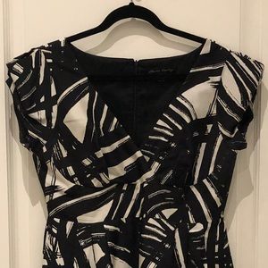 Silk Black and White Fit and Flare Dress